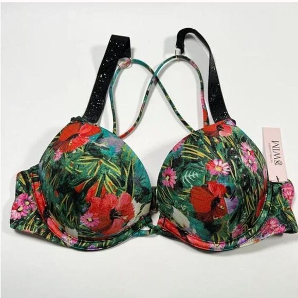 Victorias Secret Swim Bombshell Shine Strap Add-2-Cups Push Up Bikini Top 38DD - Picture 8 of 8